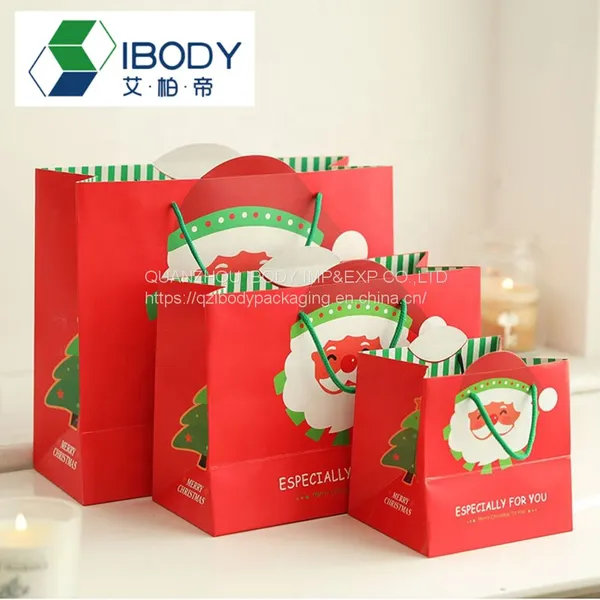 Custom Santa Claus Kraft Paper Gift Shopping Bag With Handle Party Gift Bag photo-5