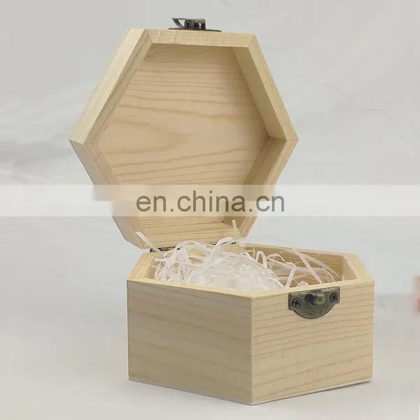 Lipstick Perfume Birthday Gift Box Small Size Hexagonal Wooden Boxes With Lock photo-5
