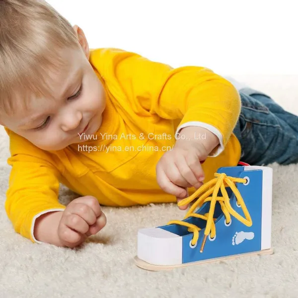 Wooden Lacing Shoe Montessori Toy for Kids photo-3