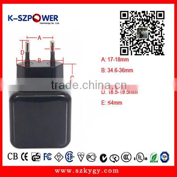 2016 G-series 10W K- 052000 AC DC Switching Europe Pins ac 230v to dc 5v 2a Travel Usb Charger With CE UL GS