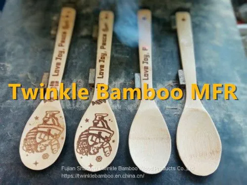 Twinkle Bamboo Wholesale /Christmas Gift Kitchen Utensils Burn/ Bamboo Utensil Set Engraved photo-2