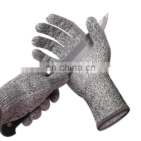 EN388 HPPE Anti Cut Level 5 Food Grade Guantes Work Safety Hand Gloves Grey Cut Resistant Gloves