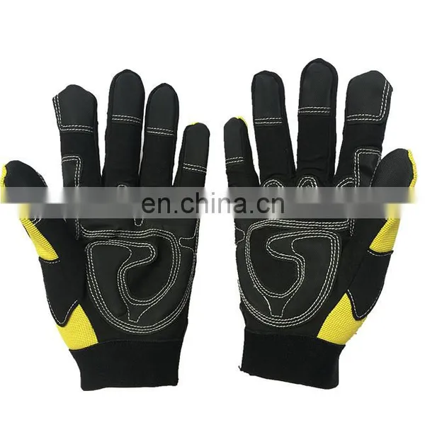 Custom Logo Reinforced Palm Mechanics Work Cut Resistance Hand Synthetic Leather Safety Gloves photo-3