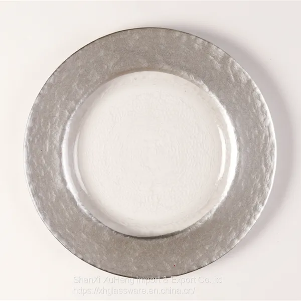 Gold Rimmed Glass Charger Plate For Wedding Dining Tableware Wholesale photo-2