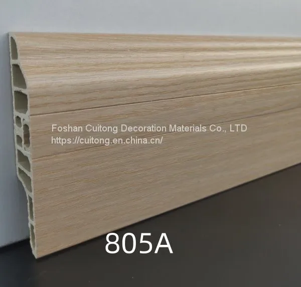 Foshan Wholesale PVC Wood Grain Baseboard Waterproof Baseboard Factory Office Hotel Apartment Project Baseboard photo-5