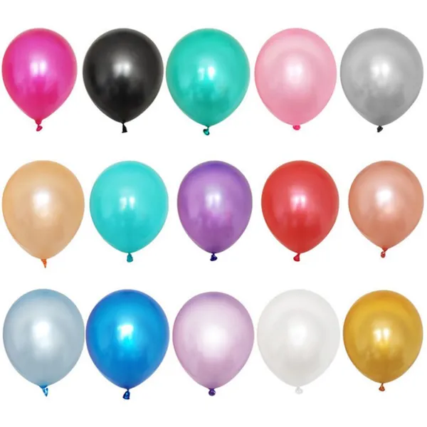 New100pcs 9 Inch Standard 1.8 g Round Multi Color Metallic Colour Helium Ballon Pearl Gold Silver Latex Balloon photo-2