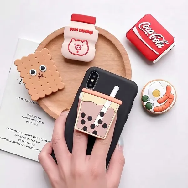 PVC Figure Mobile Phone Holder Grip Soft Plastic Cell Phone Popings Mobile Holder