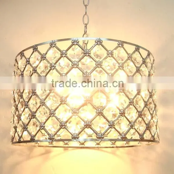 Gridding Shiny Metal Matched Shiny Crystal Pendant Lamp photo-2