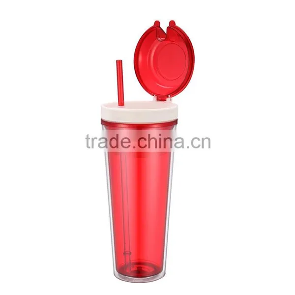 Hot Sale 24oz Acrylic Novel Double Wall Tumbler Cups With Straw photo-2