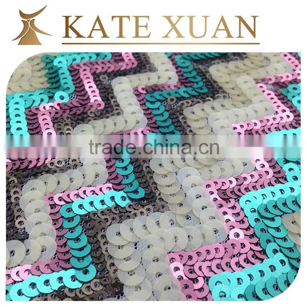 Sequin Embroidery French Lace Fabric Knit Sequin Fabric photo-4