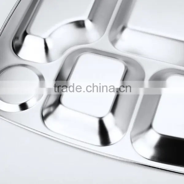 Home Utensils China 304 Stainless Steel Square Compartment Dinner Plates photo-5