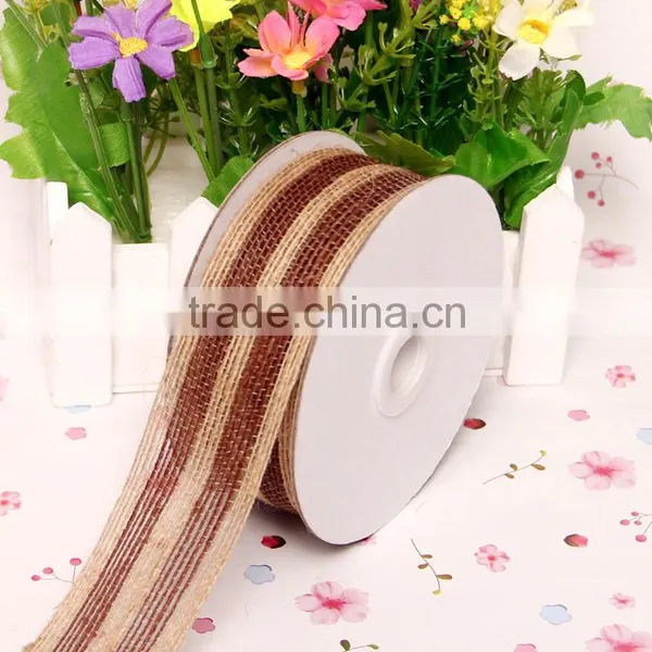 Plain Rustic Burlap Ribbon Trim,cheap Wired Burlap Ribbon for Party Decoration photo-4