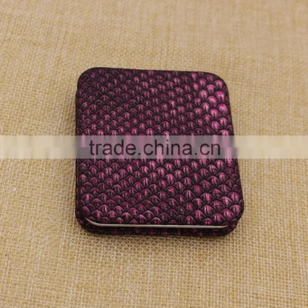 Customized Beautiful Rectangle Alligator Pattern Leather Compact Mirror photo-2