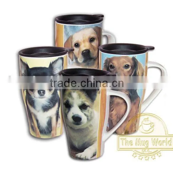 Full Printing New Bone China Travel Mug With Lid