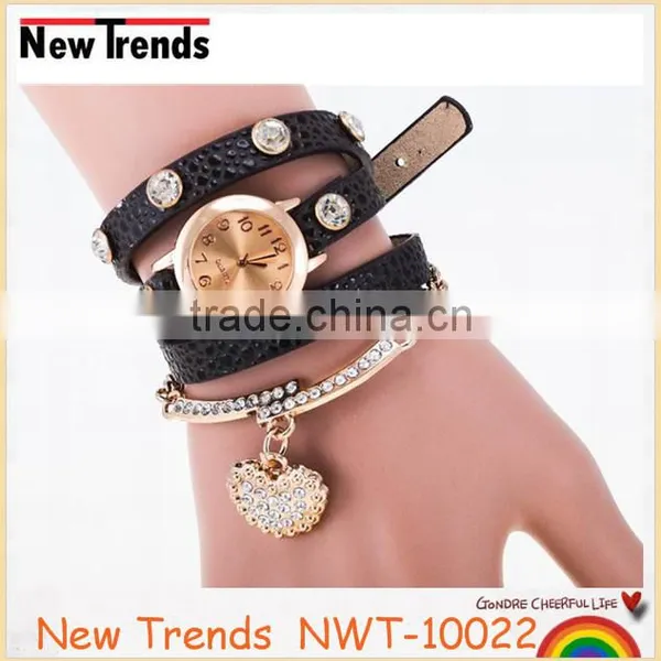 2016 Classical Heart Pendant Colorful Animal Print Leather Wrist Watch photo-4