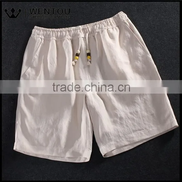 2016 New Summer Fashion High Quality Cool Anti-pilling Men Linen Shorts With Beads photo-3
