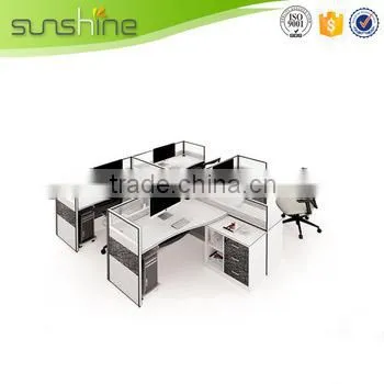 Sunshine Aluminum Partition Office Cubicle Workstation With Three Drawers Steel Leg Support photo-6