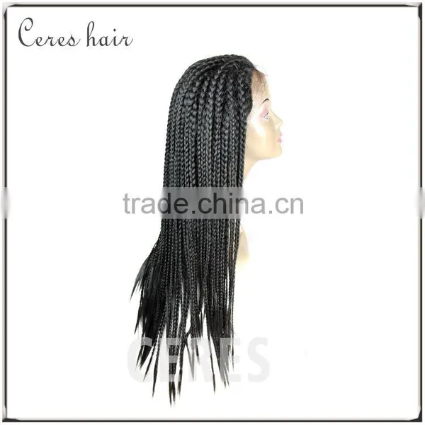 Micro Braids Silk Lace Front Wig Afro-African Box Braided Wig Black/wine Red/mixed Color Three Colors for Your Choice photo-3