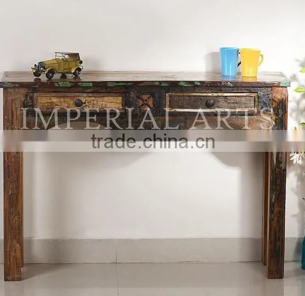 ANTIQUE RECYCLE WOOD CONSOLE TABLE WITH 2 DRAWER