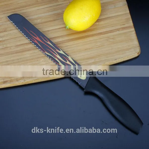 KP1402-B 8 Inch New Designed Bread Knife With Color Non-stick Coating Colored Stainless Steel Kitchen Knife