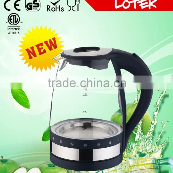 Colorful Blue Led Light Ring Glass Electric Kettle With 1.7L Capacity photo-3