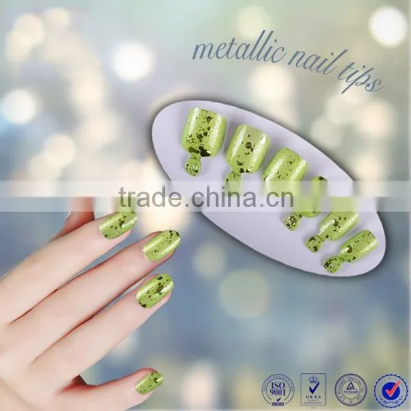 Free Samples Metallic Colored Acrylic Artificial Nail Tips Christmas Decoration Full Cover Color Manicure Fake Nail Tips Quality Choice photo-6