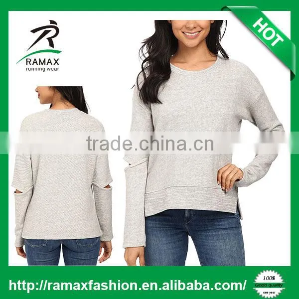 Ramax Custom Women Casual French Terry Crew Neck Sweatshirt Tops