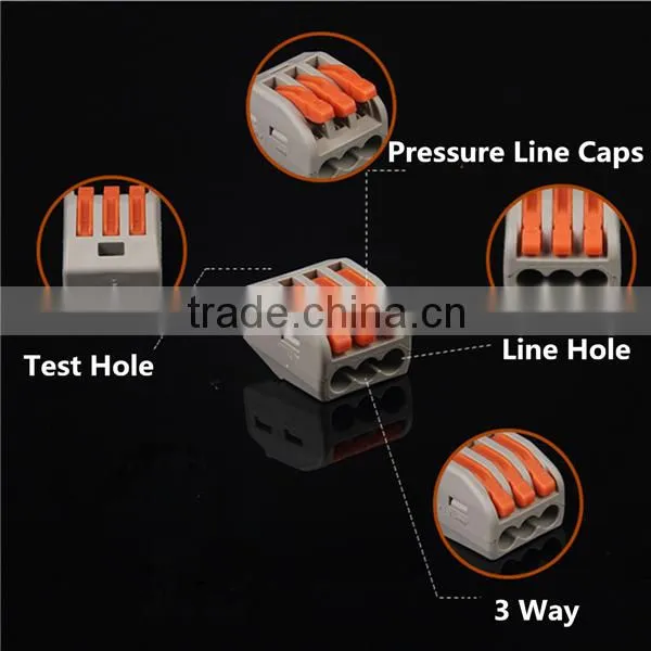 3P Electric Cable Wire Connector Reusable Spring Lever Terminal Block photo-3