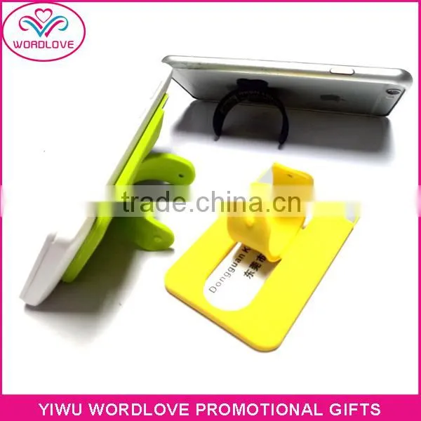 China Supply 100% Silicone Material Custom Printing 3M Sticker Silicone Cell Phone Credit Card Holder With Phone Stand photo-5