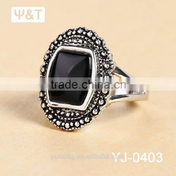 Jingli Factory Direct Silver Ring With Black Stone (YJ-403) photo-5