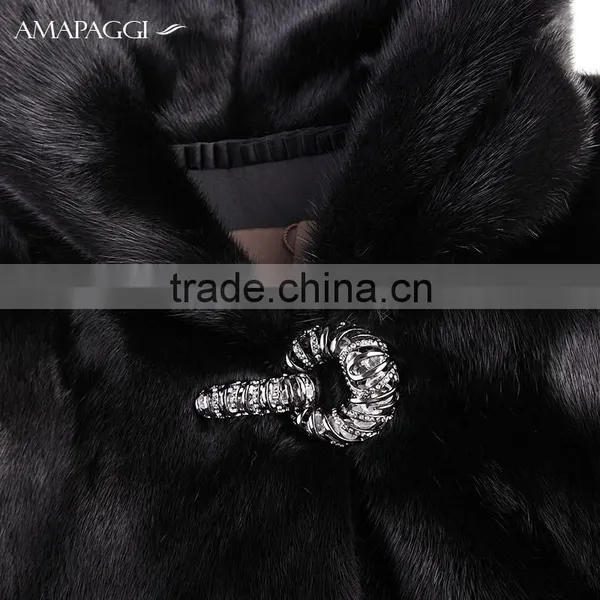 Wholesale Fashion Short Mink Fur Coat Hooded photo-3