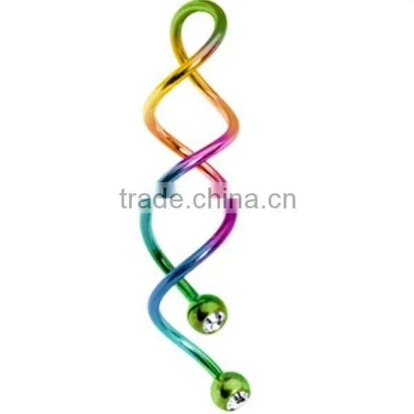 Hot Sale Titanium Rainbow Twister Rings Earrings Body Jewelry