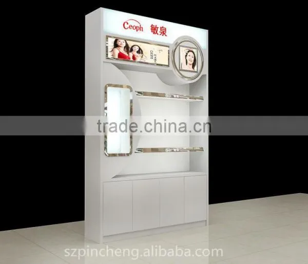 Pink Cosmetic Design Wooden Display Showcase and Shelf for Makeup Store photo-5
