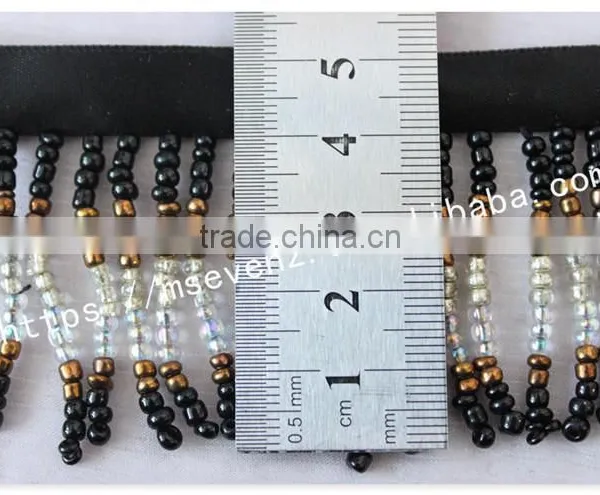 Newest Design 7cm Width Webbing Handmade Beaded Fringe Wholesale photo-6