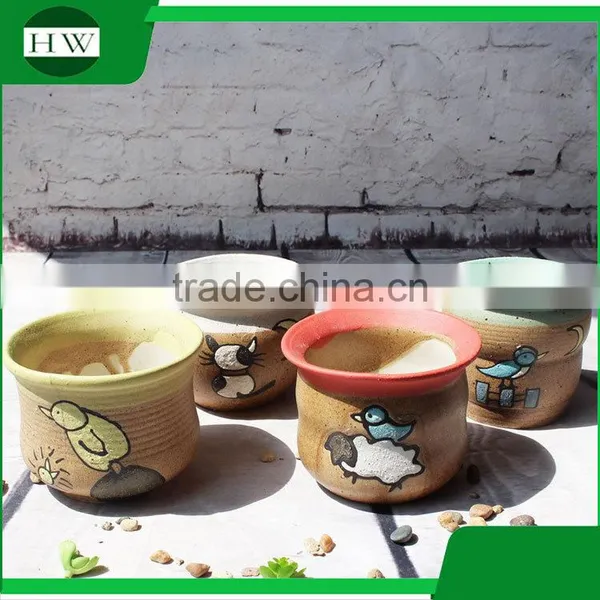 Wholesale Cheap Mini Round Cup Shape Cartoon Handwork Decoration Cement Garden Flower Pot photo-2