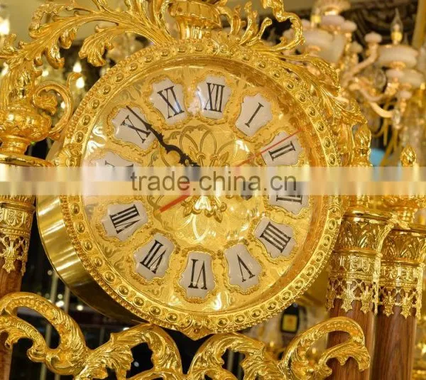 Home Luxury Decoration Antique 24K Gold Plated Floor Clock,Grandfather Clock, Made of Copper&Marble photo-2