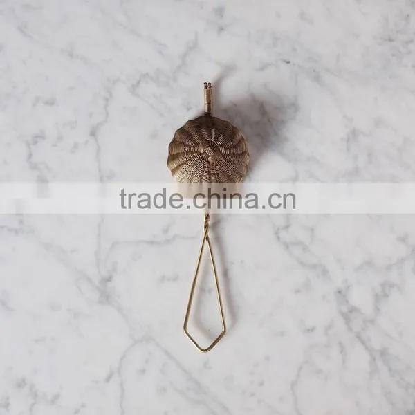 Brass Woven Tea Strainer With Long Handle photo-3