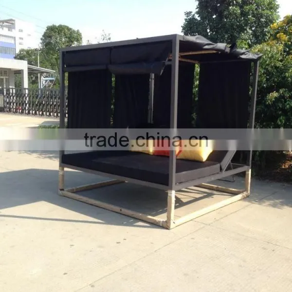 Outdoor Leisure Aluminum Bed Beach Sun Bed With Curtain photo-5
