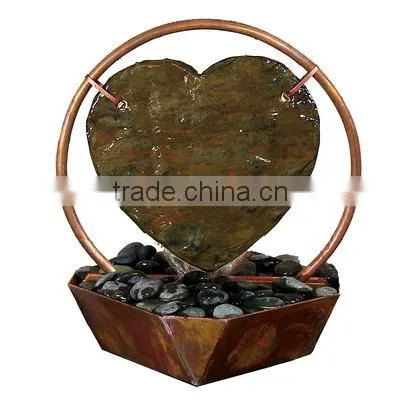 Copper and Slate Heart Tabletop Fountain photo-2