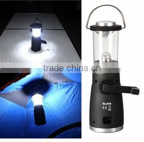 4 LED Rechargeable Lantern Camping Fishing Torch Lamp Hand Crank Tent Light NEW photo-3