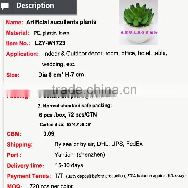 Varied Artificial Succulents Wholesale Artificial Mini Succulents Potted photo-2