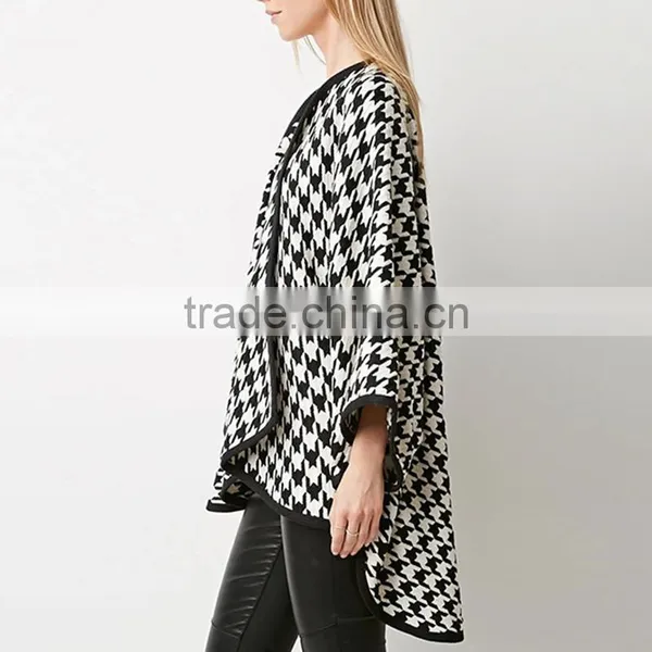 Women's Vintage Casual Oversized Batwing Print Cape Poncho Trench Coat Outwear photo-5