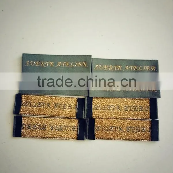 2017 Custom High Quality Gold Silver Metal Thread Garments Woven Labels photo-6