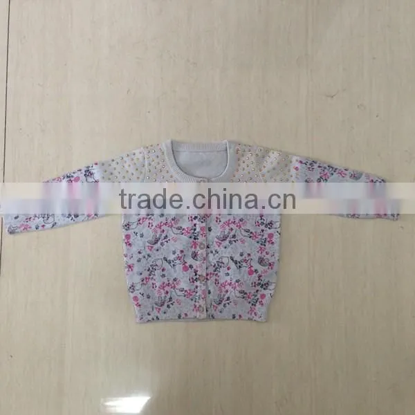 Girl's Cotton Printing Cardigan Sweater With Hotfix Rhinestone photo-3