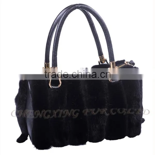 CX-H-57B New Fashion Women Hand Bags Printed Mink Fur Satchel photo-6