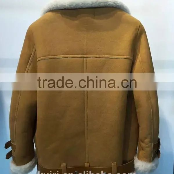 2016 New Fashion Women Winter Sheepskin + Sheep Fur Genuine Leather Jackets Lady Motorcycle Red Black Coat Outerwear Hot Sale photo-6