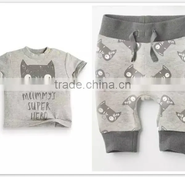 Wholesale Clothes Spring Fall Winter Infant Clothes Baby Clothing Sets Boy Cotton Little Monsters and the Lions Short Sleeve 2pc photo-2