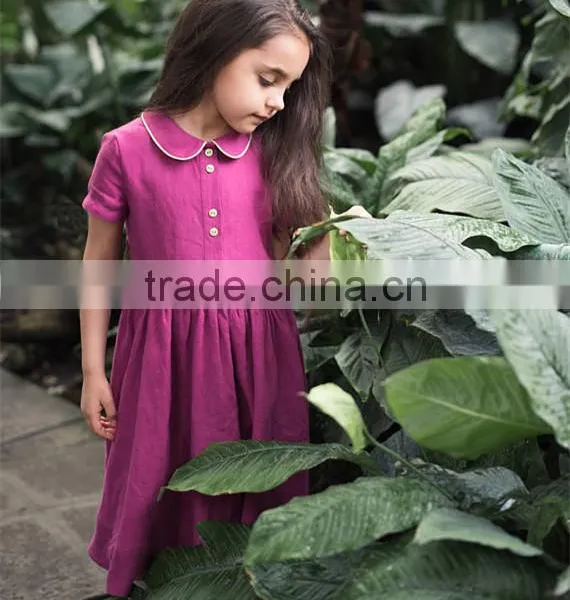 High Quality Washed Girl's Linen Dress Kids Linen Summer Dress photo-4