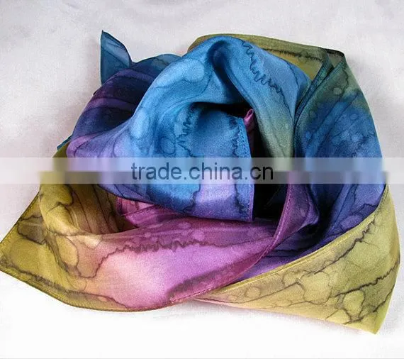 Scarf, Silk Scarf, Hand Painted Silk Scarf - Quintessence Silk - Purple Moss Blue - Spellbound Magic photo-6