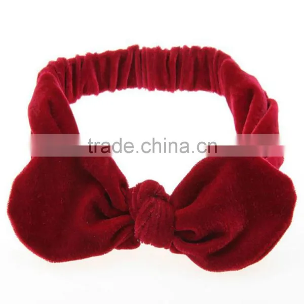 Cute Velvet Headbands Knot Ear Bow Turban photo-4